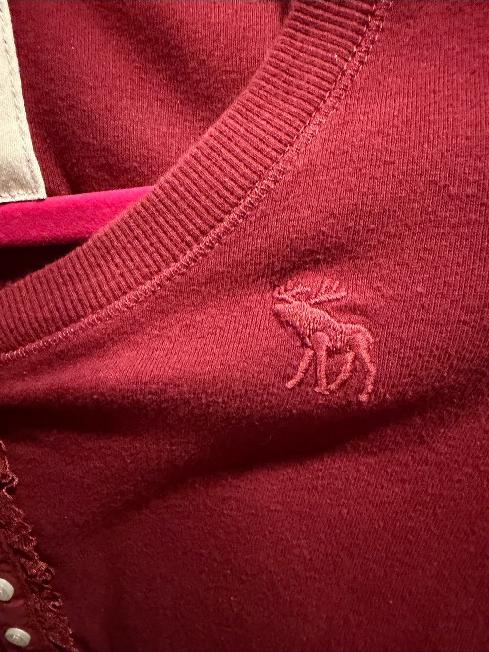 Abercrombie & Fitch Burgundy Ribbed Henley Top - Picture 3 of 3